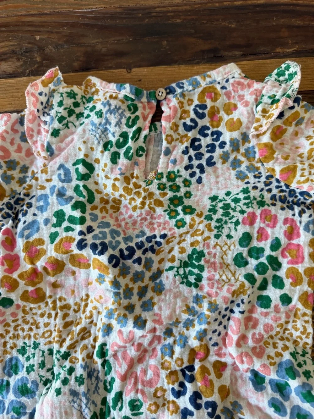 Mud Pie 6-9 MONTHS Multicolor Leopard Print Baby Romper